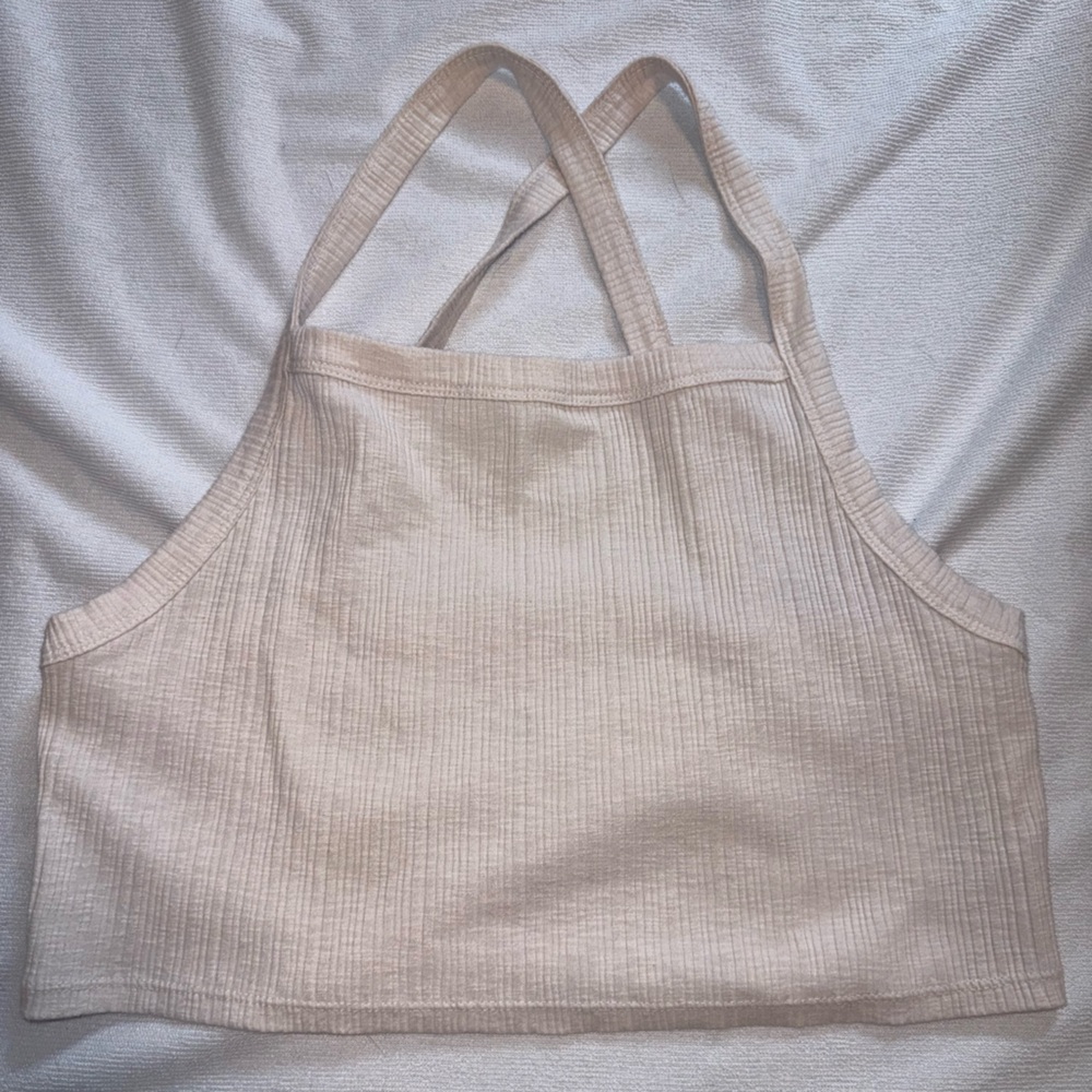 Women's Cream Aerie Cross back Crop Top